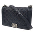 CHANEL CC SHW Boy Chain Shoulder Bag Quilted Calfskin Leather Blue