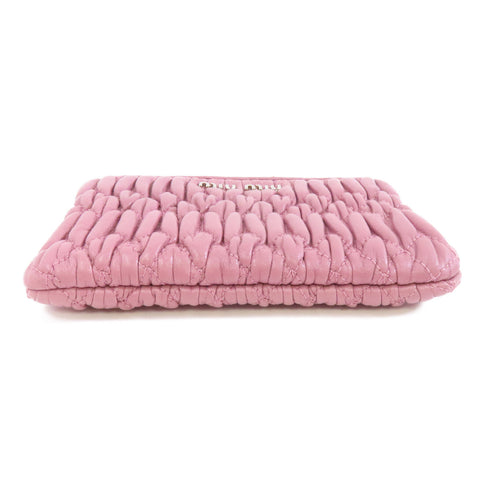 Miu Miu SHW Clutch Bag Pouch Lambskin Leather Pink