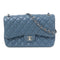 CHANEL Quilted CC SHW Classic Jumbo Chain Shoulder Bag Lambskin Leather Blue