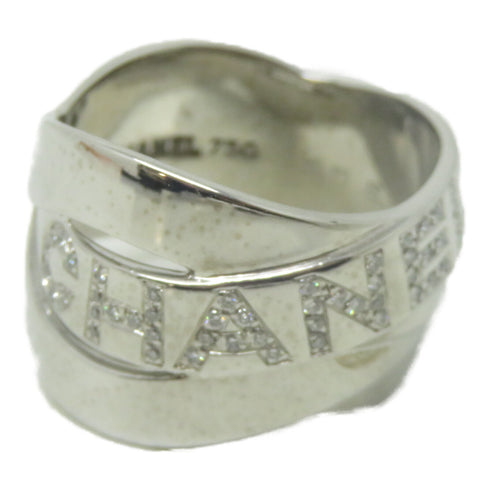CHANEL CC Bolduc Diamond Ring 18K White Gold US#8