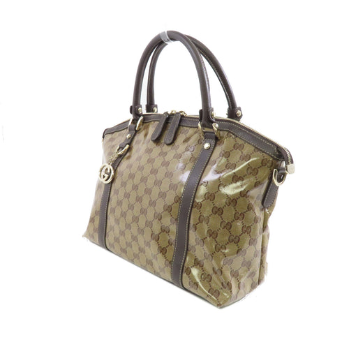 GUCCI GG GHW Handbag Shoulder Bag 341503 PVC Brown