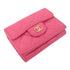 CHANEL Quilted CC GHW Tri-fold Wallet Caviar Leather Pink