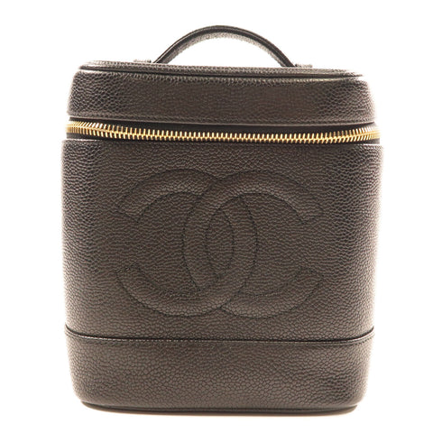 CHANEL CC GHW Vintage Vanity Bag HandBag Calfskin Leather
