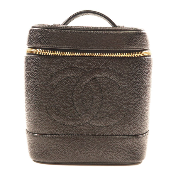 CHANEL CC GHW Vintage Vanity Bag HandBag Calfskin Leather
