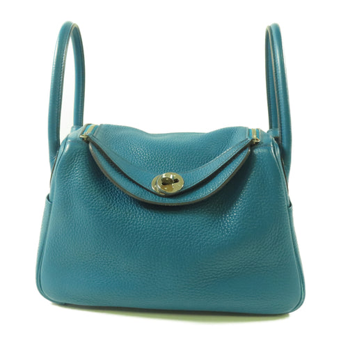 HERMES PHW Lindy 26 Handbag 2 Way Shoulder Bag Clemence Bleu Izmir/Bleu Saphir
