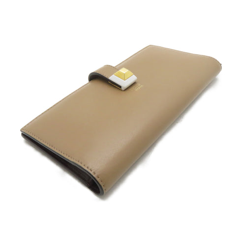 FENDI GHW Long wallet 8M0367 Calfskin Leather Khaki