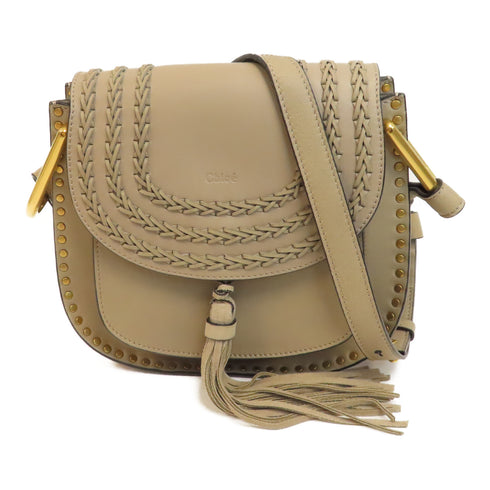 Chloe GHW Hudson Leather Crossbody Bag Shoulder Calfskin Leather Beige