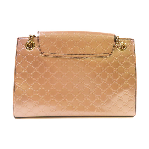 GUCCI GG GHW Guccissima Emily Chain Shoulder Bag Patent Leather 295403 Pink