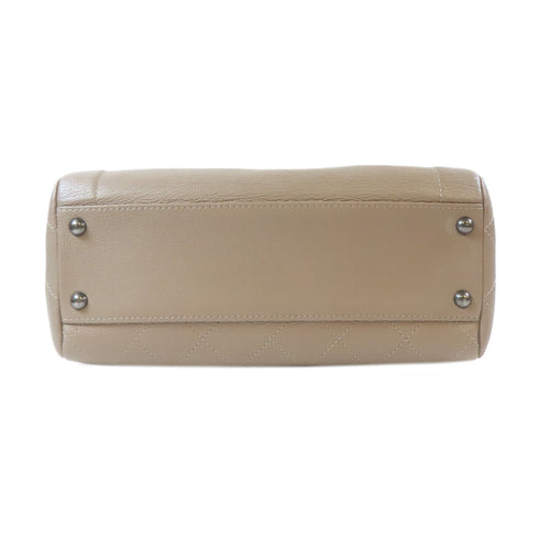 CHANEL Quilted CC SWH 2 Way Chain Shoulder Handbag Caviar Leather Khaki Beige