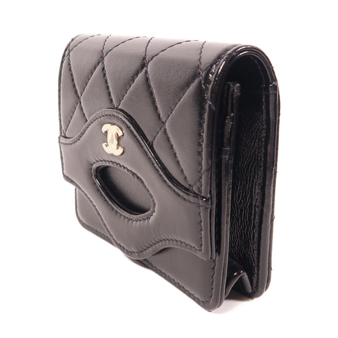 CHANEL CC SHW 31 Wallet Calfskin Leather Black