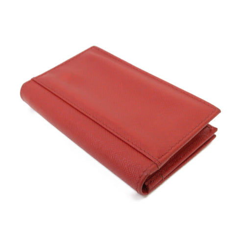 PRADA GHW Card Case 1M1122 Saffiano Leather Red