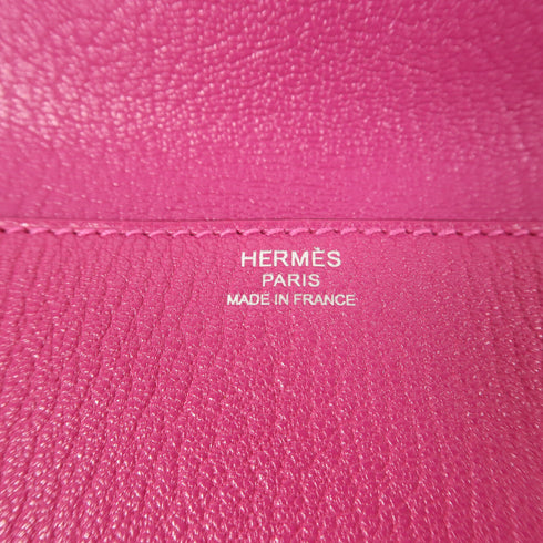 HERMES PHW Cinhetic Clutch Bag Mysore Leather Pink