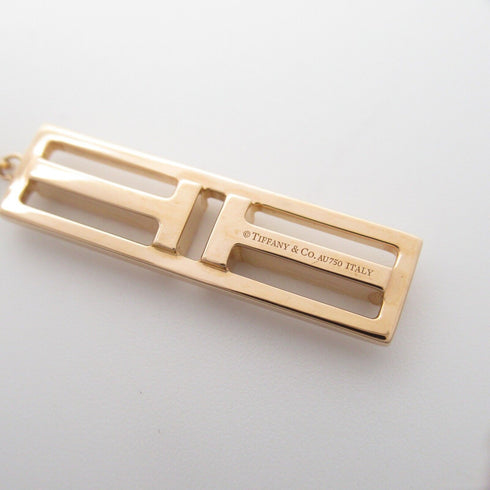 TIFFANY&CO T TWO Open Vertical Diamond Bar Pandent Necklace 18K Pink Gold 4.3g