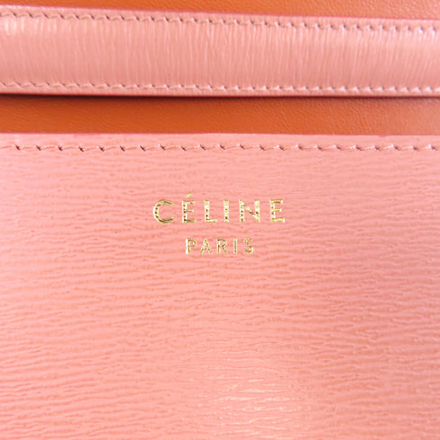 CELINE GHW Celine Box Shoulder Bag Calfskin Leather Pink