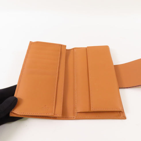 GUCCI GG GHW Long Bifold Wallet 181668 Canvas Brown/Pink/Red