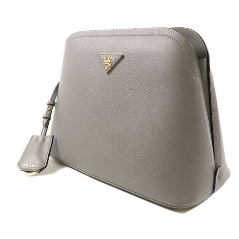 PRADA GHW Matinee Bag Shoulder Crossbody Bag 1BA282 Saffiano Leather Gray