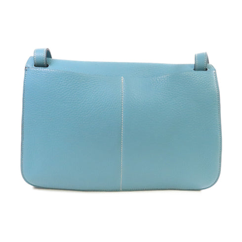 HERMES PHW Halzan 31 Handbag Shoulder Bag Clemence Leather Bleu Jean Blue