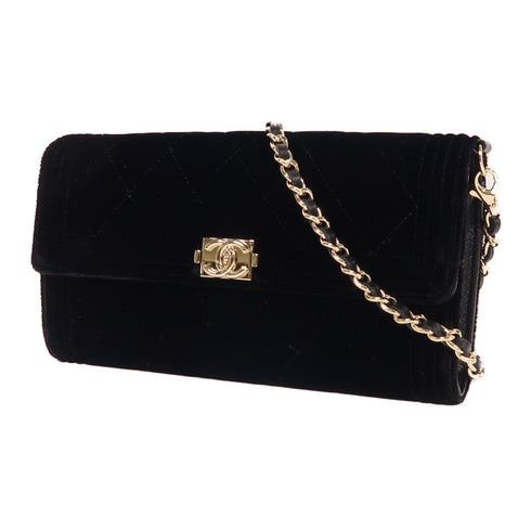 CHANEL CC GHW Chain Shoulder Bag Velvet Black