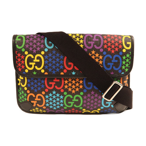 GUCCI GG SHW Waist Bag Shoulder Bag PVC Coated Canvas 598113 Multicolor/Black