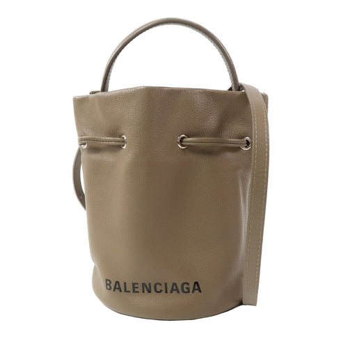 BALENCIAGA SHW Everday Drawstring 2 Way Shoulder Bag 638342 Calfskin Brown