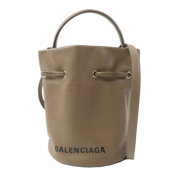 BALENCIAGA SHW Everday Drawstring 2 Way Shoulder Bag 638342 Calfskin Brown