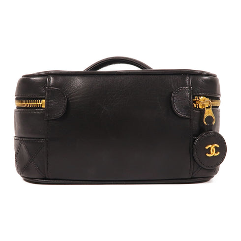 CHANEL CC GHW Hand Bag Calfskin Leather Black