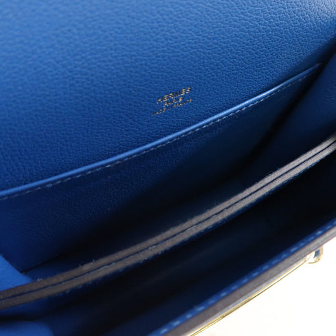 HERMES GHW Mini Roulis Shoulder Bag Evercolor Leather Blue