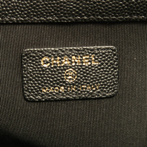 CHANEL CC GHW Clutch Bag Pouch Calfskin Leather Black