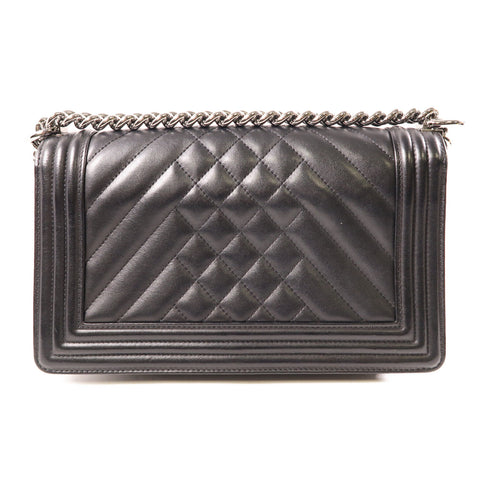 CHANEL CC SHW Boy 25 Chain Shoulder Bag A67086 Lambskin Leather Black