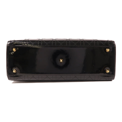 DIOR GHW Lady Dior Handbag Patent Leather Black