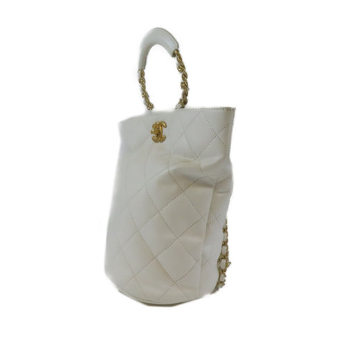 CHANEL Quilted CC GHW In the Loop Backpack Rucksack Bag AS1362 Lambskin White