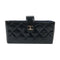 CHANEL Quilted CC SHW Card Case Patent Leather Dark Grey