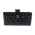 CHANEL Quilted CC SHW Card Case Patent Leather Dark Grey