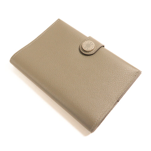 HERMES PHW R.M.S Passport Holder Cover Evercolor Leather Gris Meyer