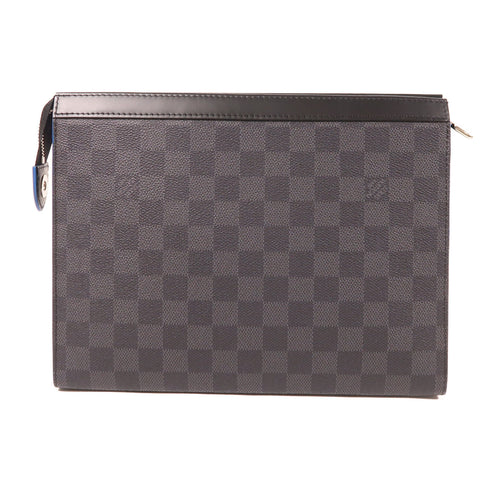 LOUIS VUITTON LV SHW Pochette Voyage MM Pouch N60309 Damier Black/Blue/Purple