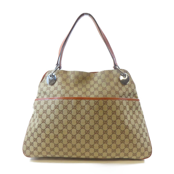 GUCCI GG SHW Shoulder Handbag 120839 Canvas Brown