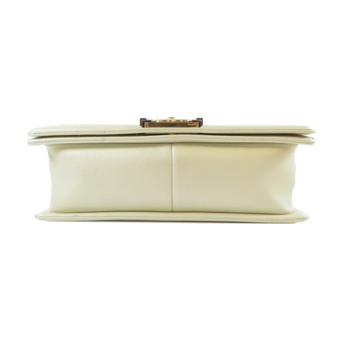 CHANEL CC GHW Chanel Boy Chain Shoulder Calfskin Leather Beige