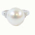 FINE JEWELRY 0.134ct Diamond 4.5g Pearl Ring 18K White Gold US#6.75