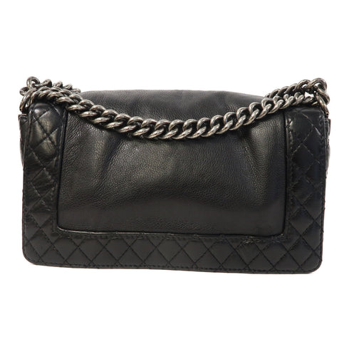 CHANEL CC Boy Chain Shoulder Bag A67946 Calfskin Leather Black