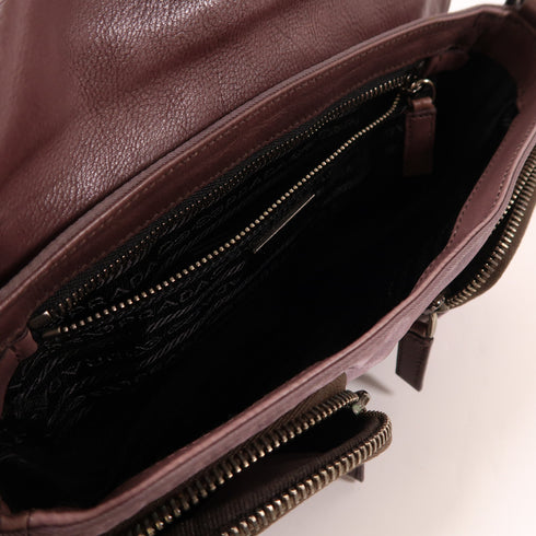 PRADA GHW Shoulder Bag Nylon/Calfskin Leather Purple