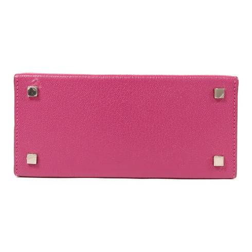 HERMES PHW Cinhetic 2 Way Chain Shoulder Bag Chevre Leather Rose Pourpre