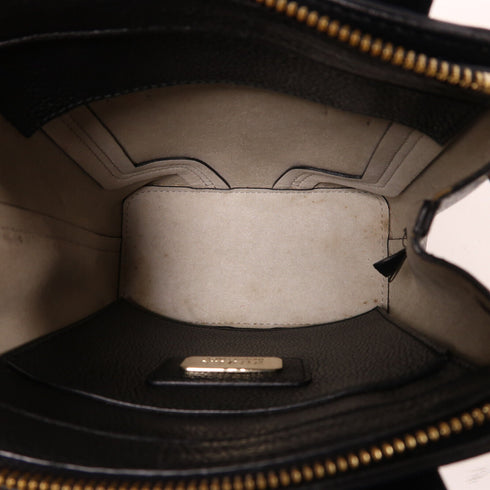 Furla GHW 2 Way Shoulder Bag Calfskin Leather Black