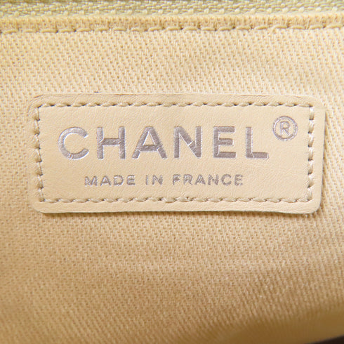 CHANEL Quilted CC SHW Tote Bag Chain Handbag Calfskin Leather Red