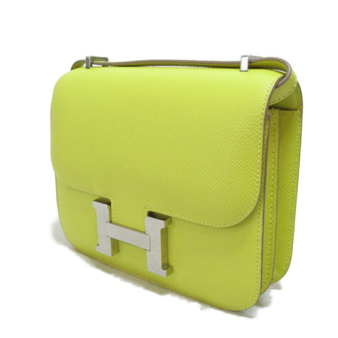 HERMES PHW Mini Constance 18 Shoulder Crossbody Bag Epsom Leather Lime Yellow