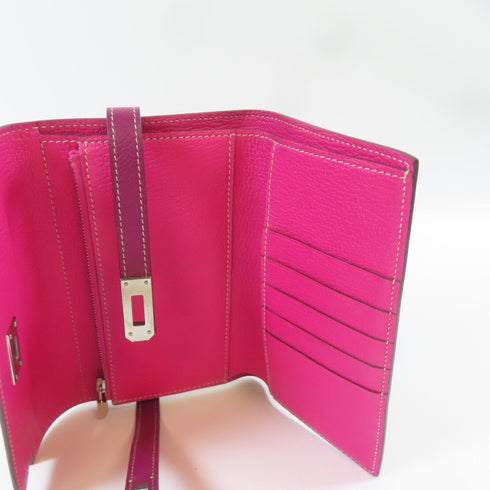 HERMES PHW Kelly Wallet Compact Wallet Veau Epsom Tosca Purple