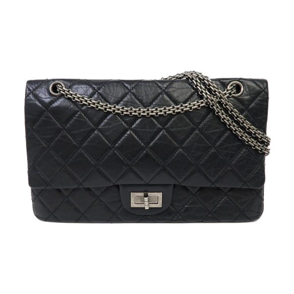 CHANEL Quilted CC SHW 2.55 Chain Shoulder Bag Calfskin Leather Black v1