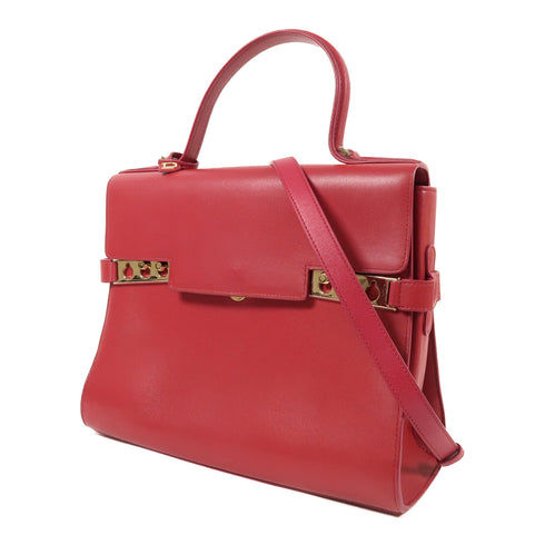 Delvaux GHW 2 Way Shoulder Bag Calfskin Leather