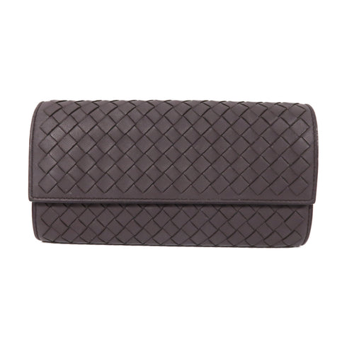 BOTTEGA VENETA BV Bifold Long Wallet Intrecciato Leather Brown