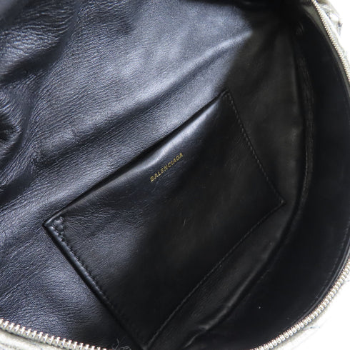 BALENCIAGA GHW SHW Belt Waist Bag 551550 Calfskin Leather Silver