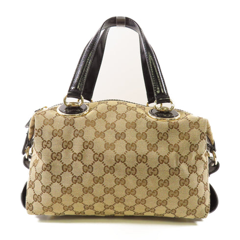 GUCCI GHW Handbag 203526 GG Canvas Brown